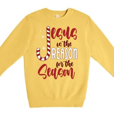 Jesus Is The Reason For The Season Candy Cane Christmas Premium Crewneck Sweatshirt