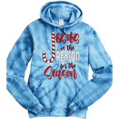 Jesus Is The Reason For The Season Candy Cane Christmas Tie Dye Hoodie