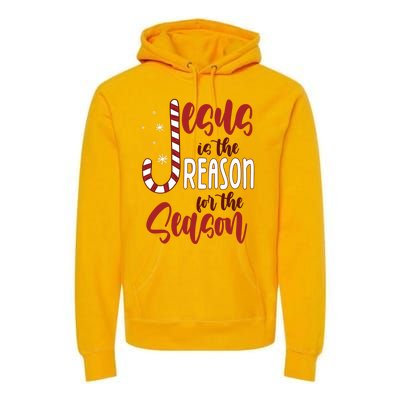 Jesus Is The Reason For The Season Candy Cane Christmas Premium Hoodie