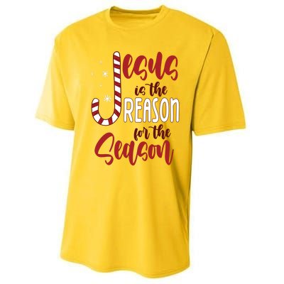 Jesus Is The Reason For The Season Candy Cane Christmas Performance Sprint T-Shirt