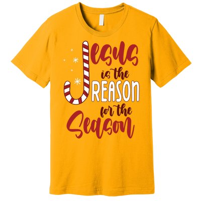 Jesus Is The Reason For The Season Candy Cane Christmas Premium T-Shirt