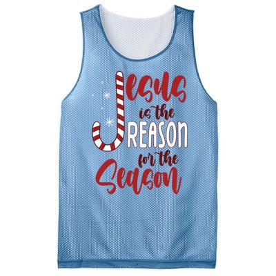 Jesus Is The Reason For The Season Candy Cane Christmas Mesh Reversible Basketball Jersey Tank