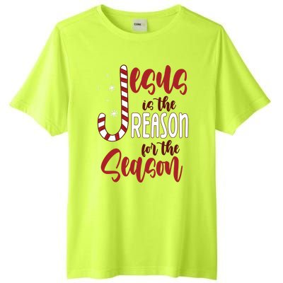 Jesus Is The Reason For The Season Candy Cane Christmas Tall Fusion ChromaSoft Performance T-Shirt