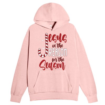 Jesus Is The Reason For The Season Candy Cane Christmas Urban Pullover Hoodie