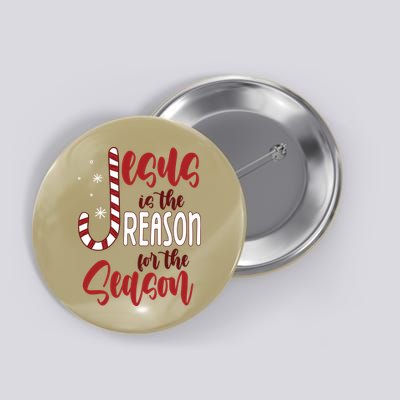 Jesus Is The Reason For The Season Candy Cane Christmas Button
