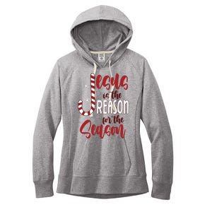 Jesus Is The Reason For The Season Candy Cane Christmas Women's Fleece Hoodie