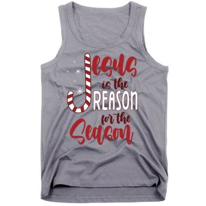 Jesus Is The Reason For The Season Candy Cane Christmas Tank Top