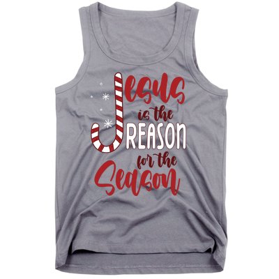 Jesus Is The Reason For The Season Candy Cane Christmas Tank Top