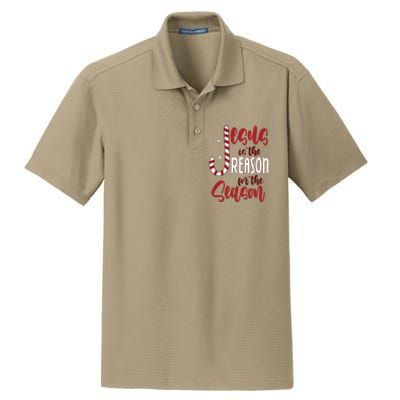 Jesus Is The Reason For The Season Candy Cane Christmas Dry Zone Grid Polo