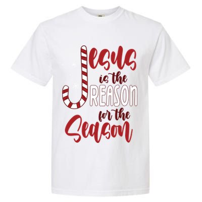 Jesus Is The Reason For The Season Candy Cane Christmas Garment-Dyed Heavyweight T-Shirt