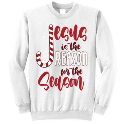 Jesus Is The Reason For The Season Candy Cane Christmas Sweatshirt