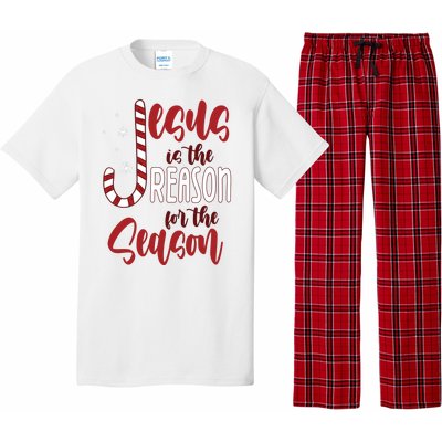 Jesus Is The Reason For The Season Candy Cane Christmas Pajama Set