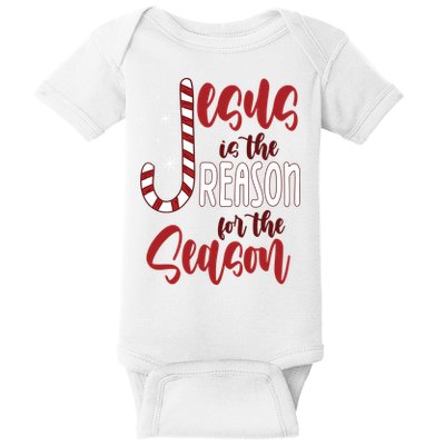 Jesus Is The Reason For The Season Candy Cane Christmas Baby Bodysuit