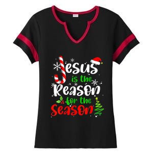 Jesus Is The Reason For The Season Christian Faith Christmas Ladies Halftime Notch Neck Tee