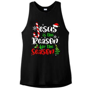 Jesus Is The Reason For The Season Christian Faith Christmas Ladies PosiCharge Tri-Blend Wicking Tank