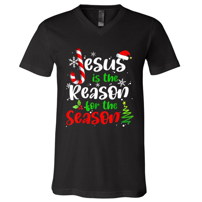 Jesus Is The Reason For The Season Christian Faith Christmas V-Neck T-Shirt