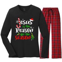 Jesus Is The Reason For The Season Christian Faith Christmas Women's Long Sleeve Flannel Pajama Set 