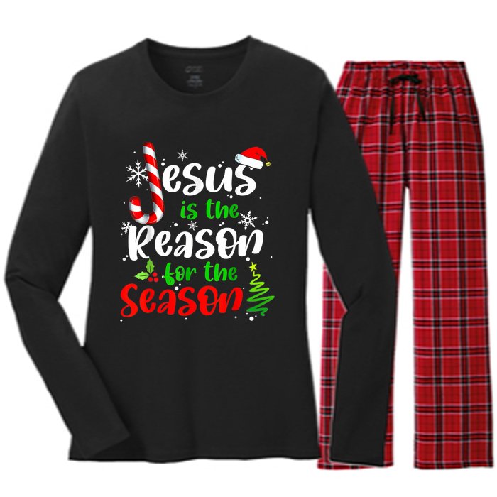 Jesus Is The Reason For The Season Christian Faith Christmas Women's Long Sleeve Flannel Pajama Set 