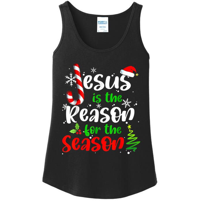 Jesus Is The Reason For The Season Christian Faith Christmas Ladies Essential Tank