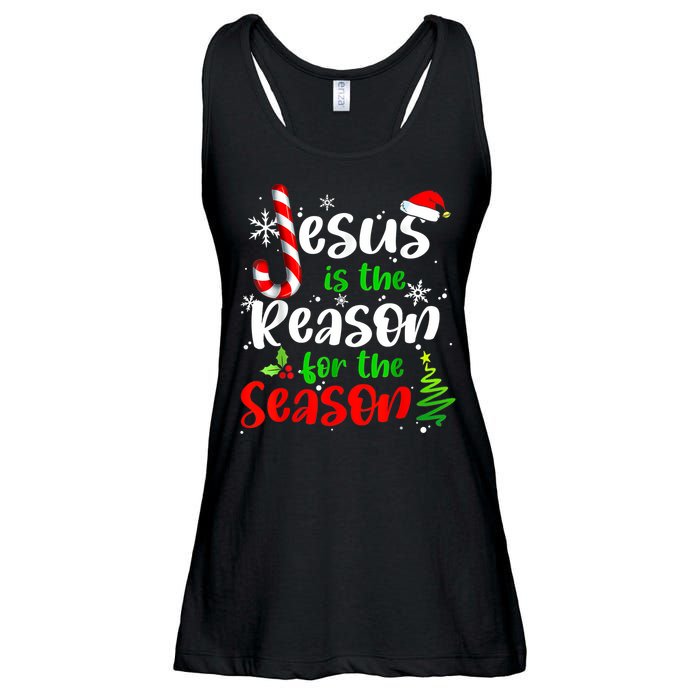 Jesus Is The Reason For The Season Christian Faith Christmas Ladies Essential Flowy Tank