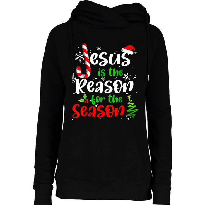 Jesus Is The Reason For The Season Christian Faith Christmas Womens Funnel Neck Pullover Hood