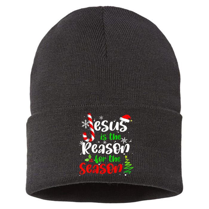 Jesus Is The Reason For The Season Christian Faith Christmas Sustainable Knit Beanie