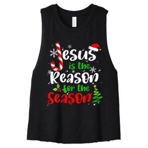 Jesus Is The Reason For The Season Christian Faith Christmas Women's Racerback Cropped Tank