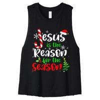 Jesus Is The Reason For The Season Christian Faith Christmas Women's Racerback Cropped Tank