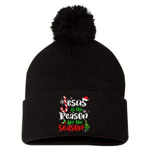 Jesus Is The Reason For The Season Christian Faith Christmas Pom Pom 12in Knit Beanie