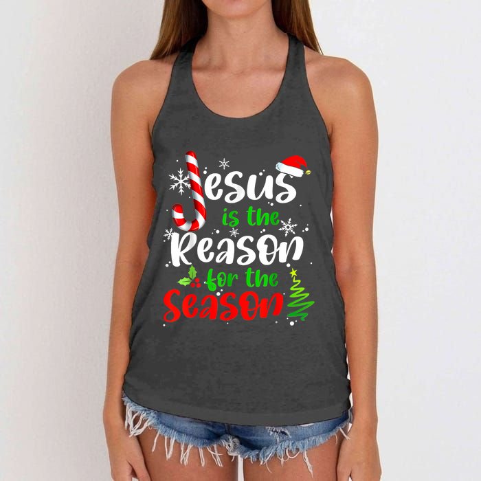 Jesus Is The Reason For The Season Christian Faith Christmas Women's Knotted Racerback Tank