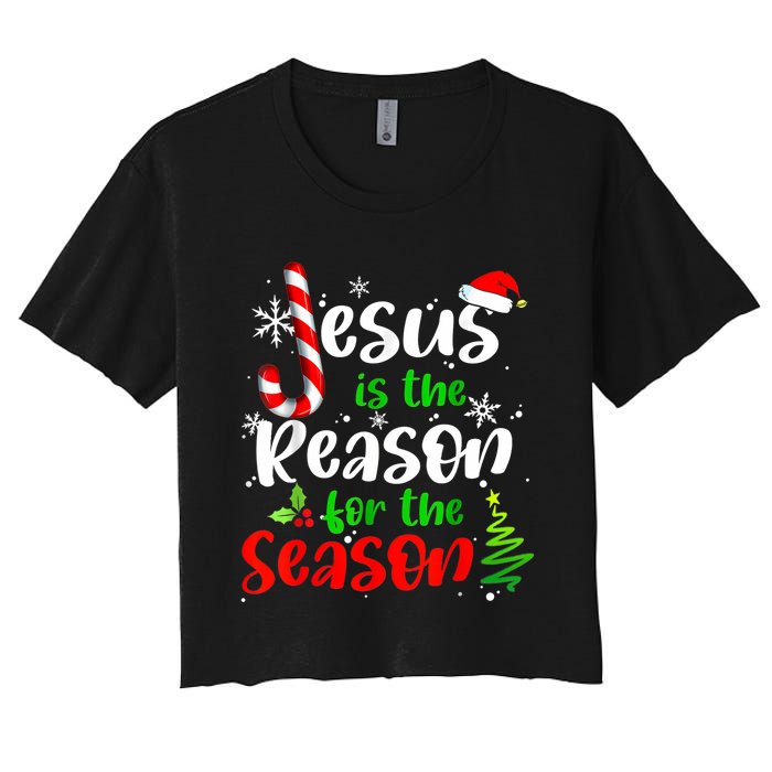 Jesus Is The Reason For The Season Christian Faith Christmas Women's Crop Top Tee