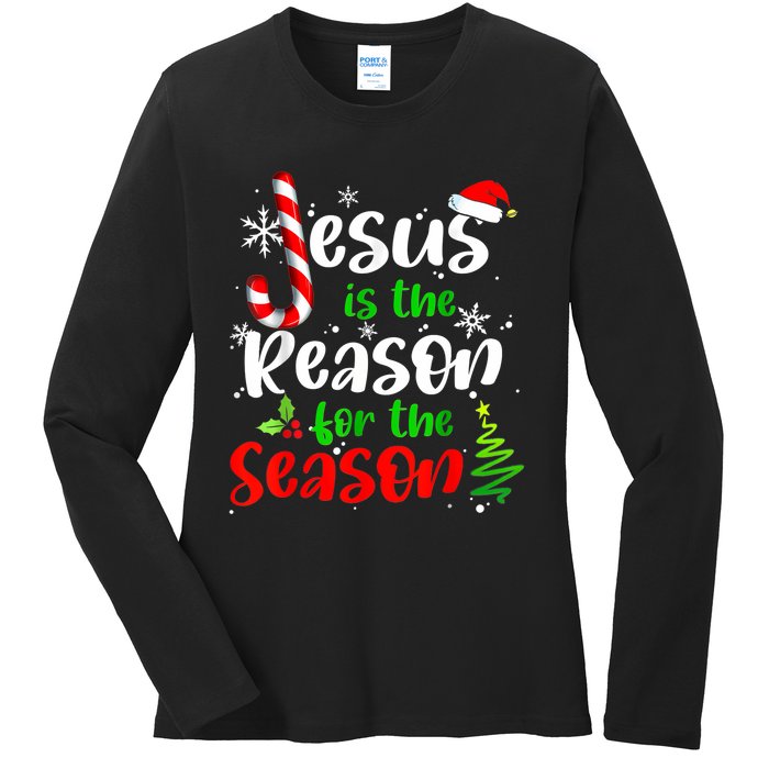 Jesus Is The Reason For The Season Christian Faith Christmas Ladies Long Sleeve Shirt