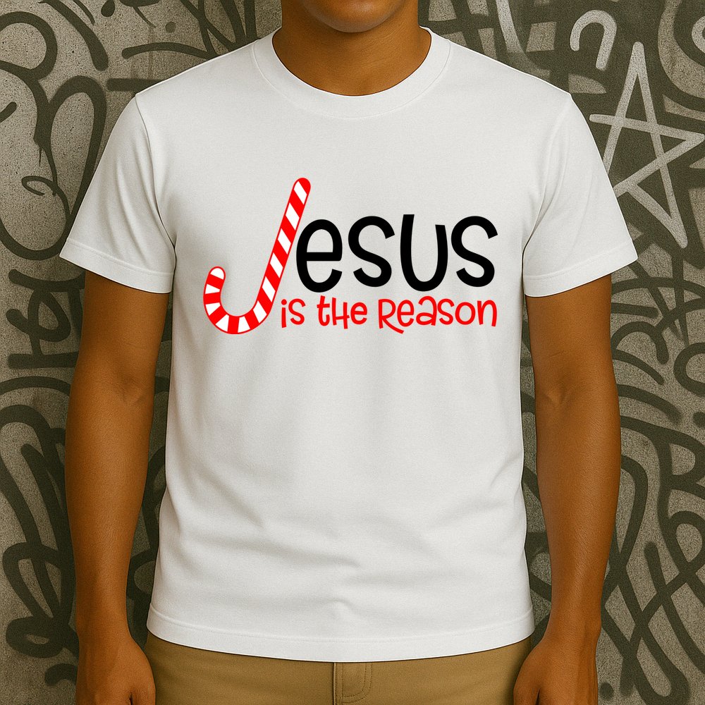 Jesus Is The Reason Candy Cane Christmas T-Shirt