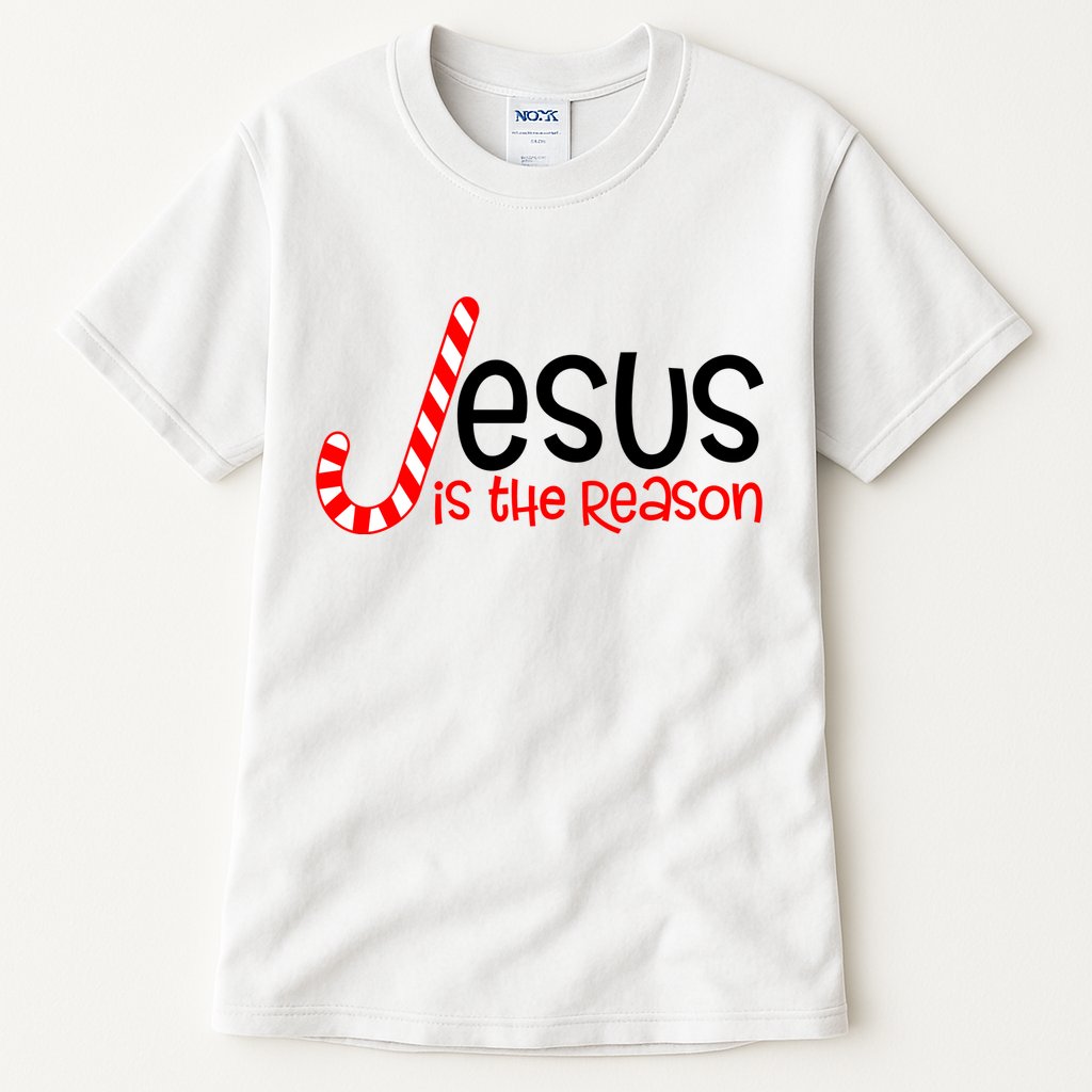 Jesus Is The Reason Candy Cane Christmas Tall T-Shirt