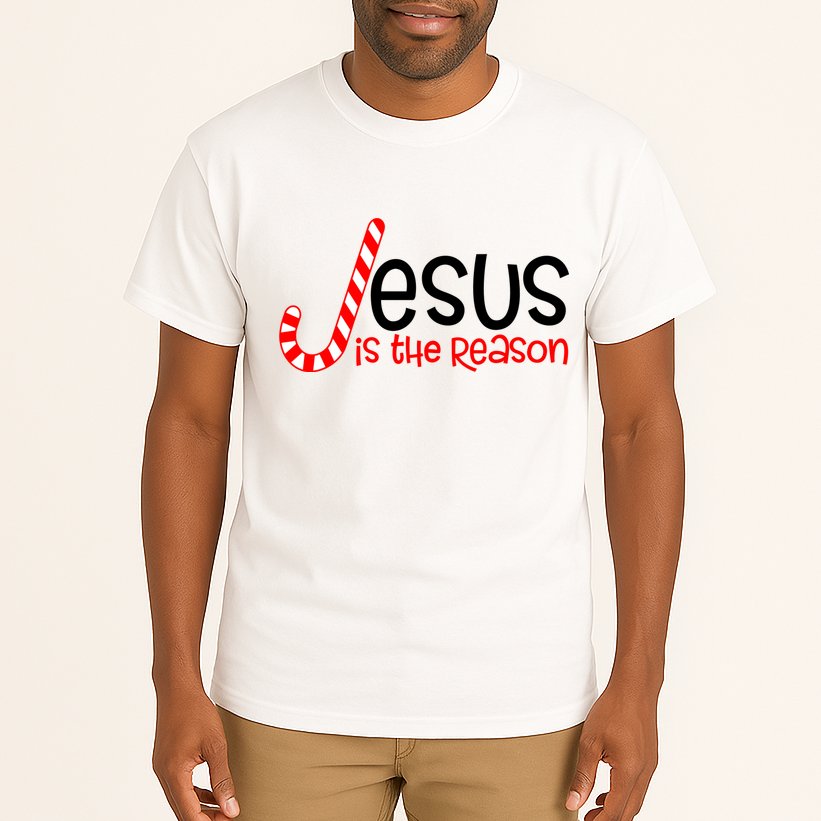 Jesus Is The Reason Candy Cane Christmas Tall T-Shirt