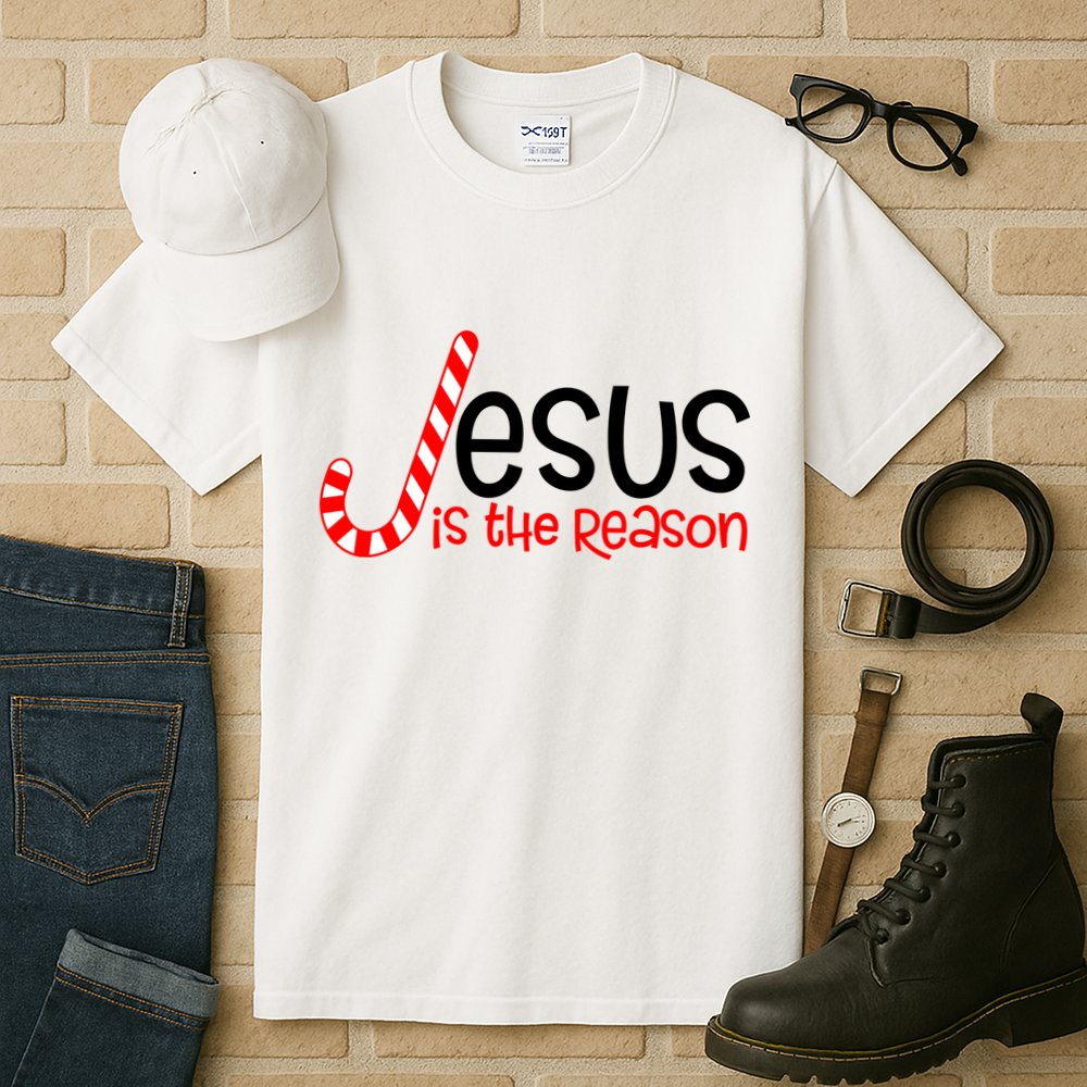 Jesus Is The Reason Candy Cane Christmas Tall T-Shirt