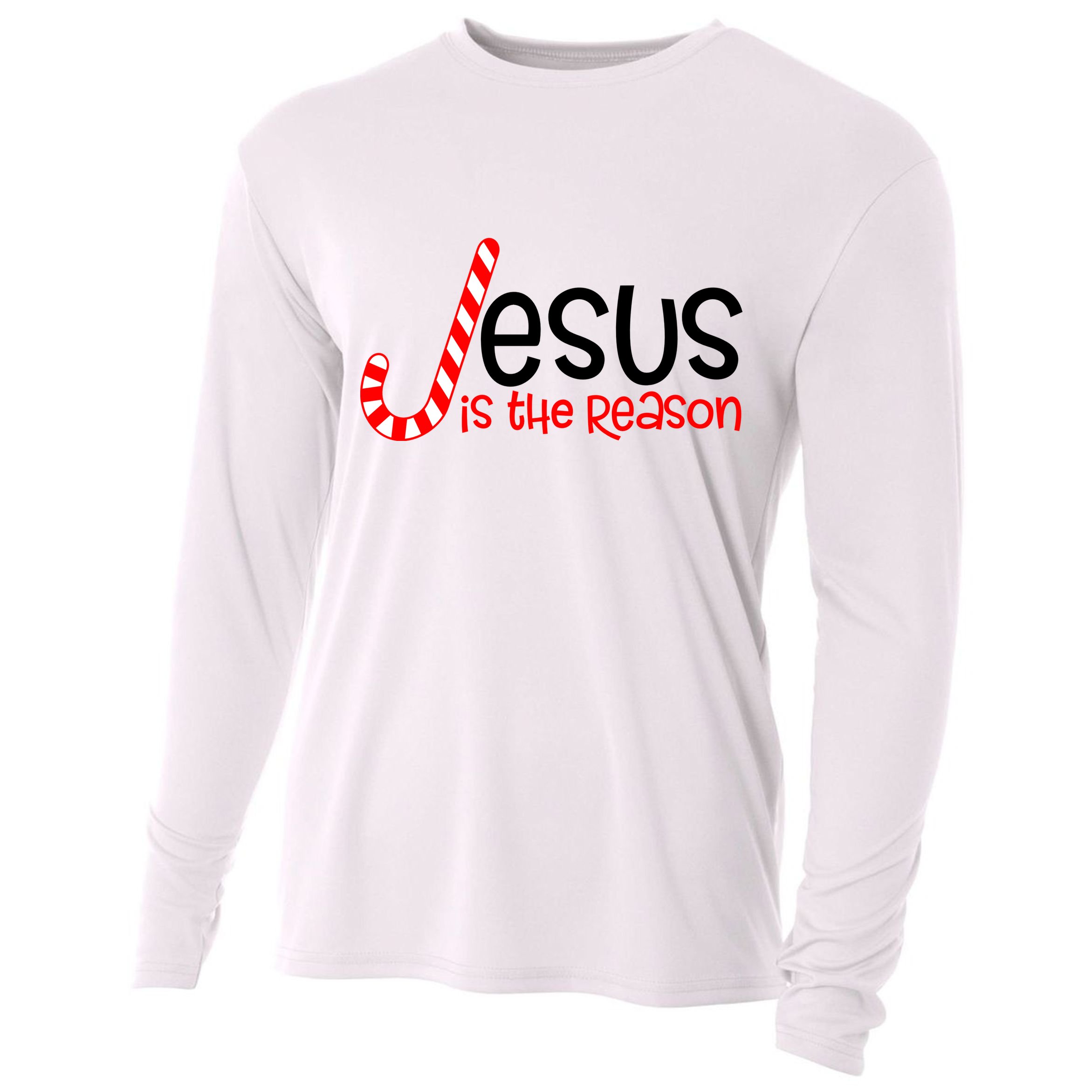 Jesus Is The Reason Candy Cane Christmas Cooling Performance Long Sleeve Crew