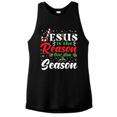 Jesus Is The Reason For The Season Christmas Xmas Christian Ladies PosiCharge Tri-Blend Wicking Tank