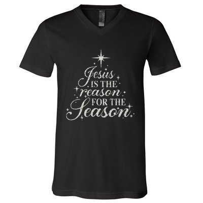 Jesus Is The Reason For The Season Christian Christmas V-Neck T-Shirt