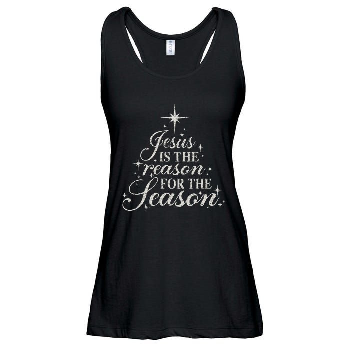 Jesus Is The Reason For The Season Christian Christmas Ladies Essential Flowy Tank