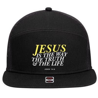 Jesus Is The Way The Truth Gift 7 Panel Mesh Trucker Snapback Hat