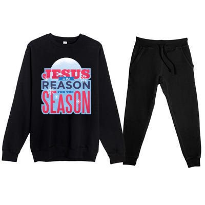 Jesus Is The Reason For The Season Christmas Premium Crewneck Sweatsuit Set