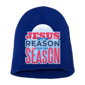 Jesus Is The Reason For The Season Christmas Short Acrylic Beanie