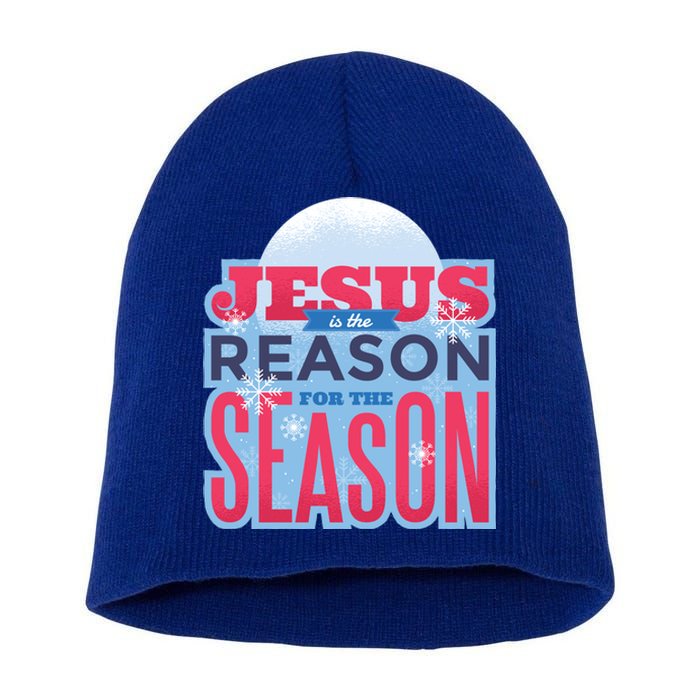 Jesus Is The Reason For The Season Christmas Short Acrylic Beanie