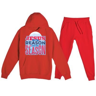 Jesus Is The Reason For The Season Christmas Premium Hooded Sweatsuit Set