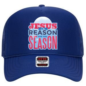 Jesus Is The Reason For The Season Christmas High Crown Mesh Back Trucker Hat