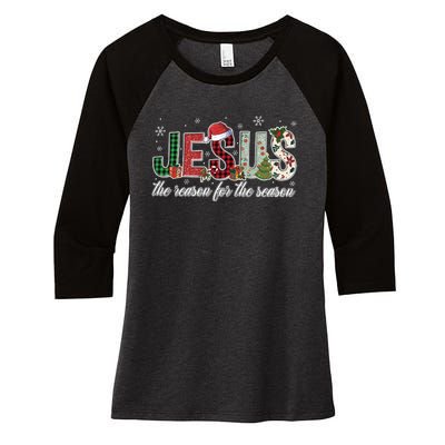 Jesus Is The Reason Jesus Christmas Women's Tri-Blend 3/4-Sleeve Raglan Shirt