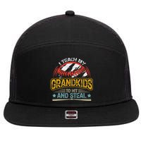 J5R0 I Teach My Grandkids Hit And Steal Retro Baseball Lover 7 Panel Mesh Trucker Snapback Hat