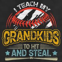 J5R0 I Teach My Grandkids Hit And Steal Retro Baseball Lover 7 Panel Mesh Trucker Snapback Hat