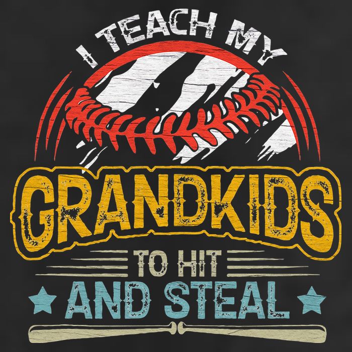 J5R0 I Teach My Grandkids Hit And Steal Retro Baseball Lover 7 Panel Mesh Trucker Snapback Hat